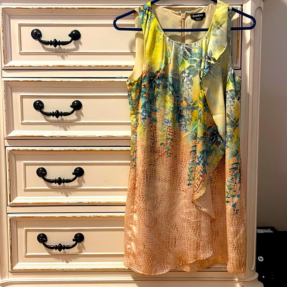 BeBe - floral dress with front overlay/layer